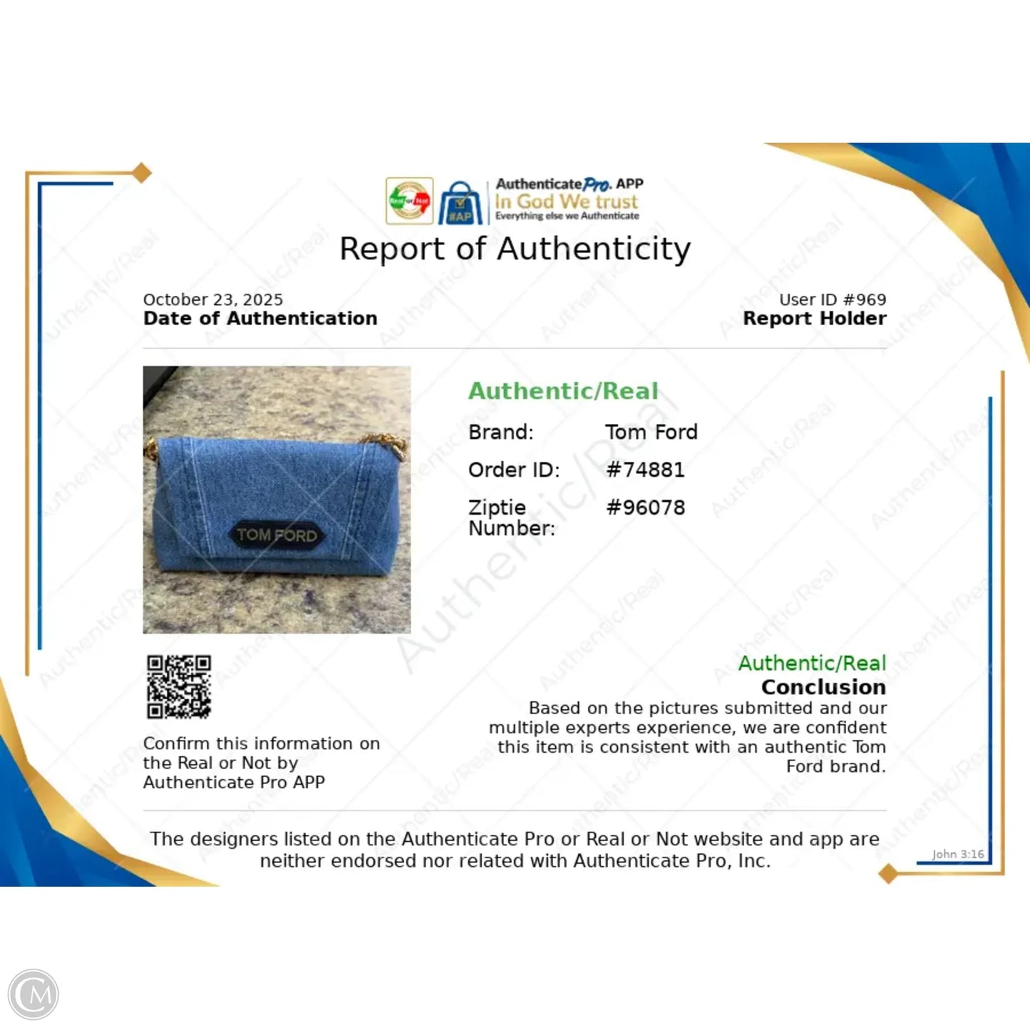 Clutch Luxury Designer By Tom Ford, Size: Small