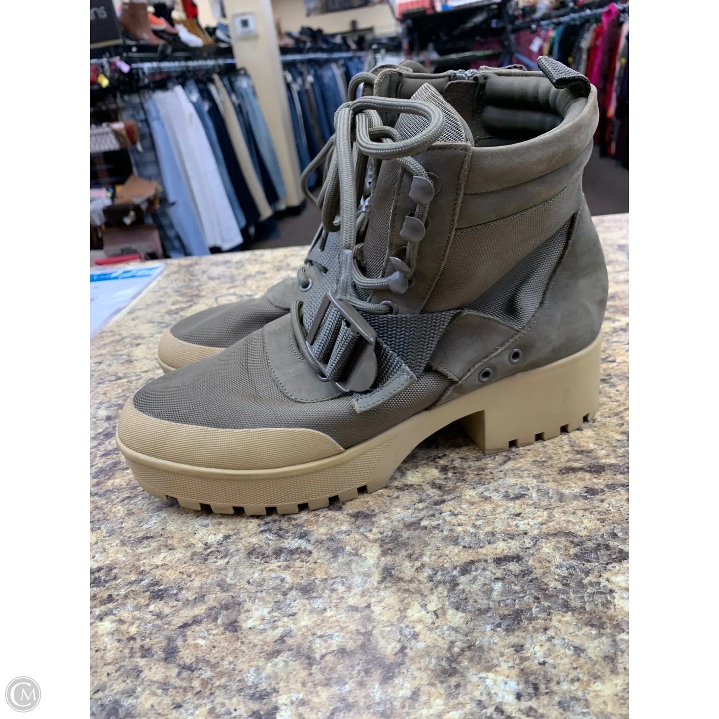 Boots Ankle Flats By Steve Madden In Gold & Tan, Size: 9.5