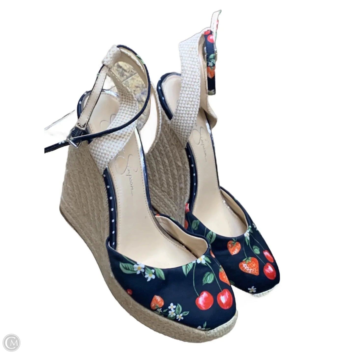Sandals Heels Wedge By Jessica Simpson In Blue & Tan, Size: 10