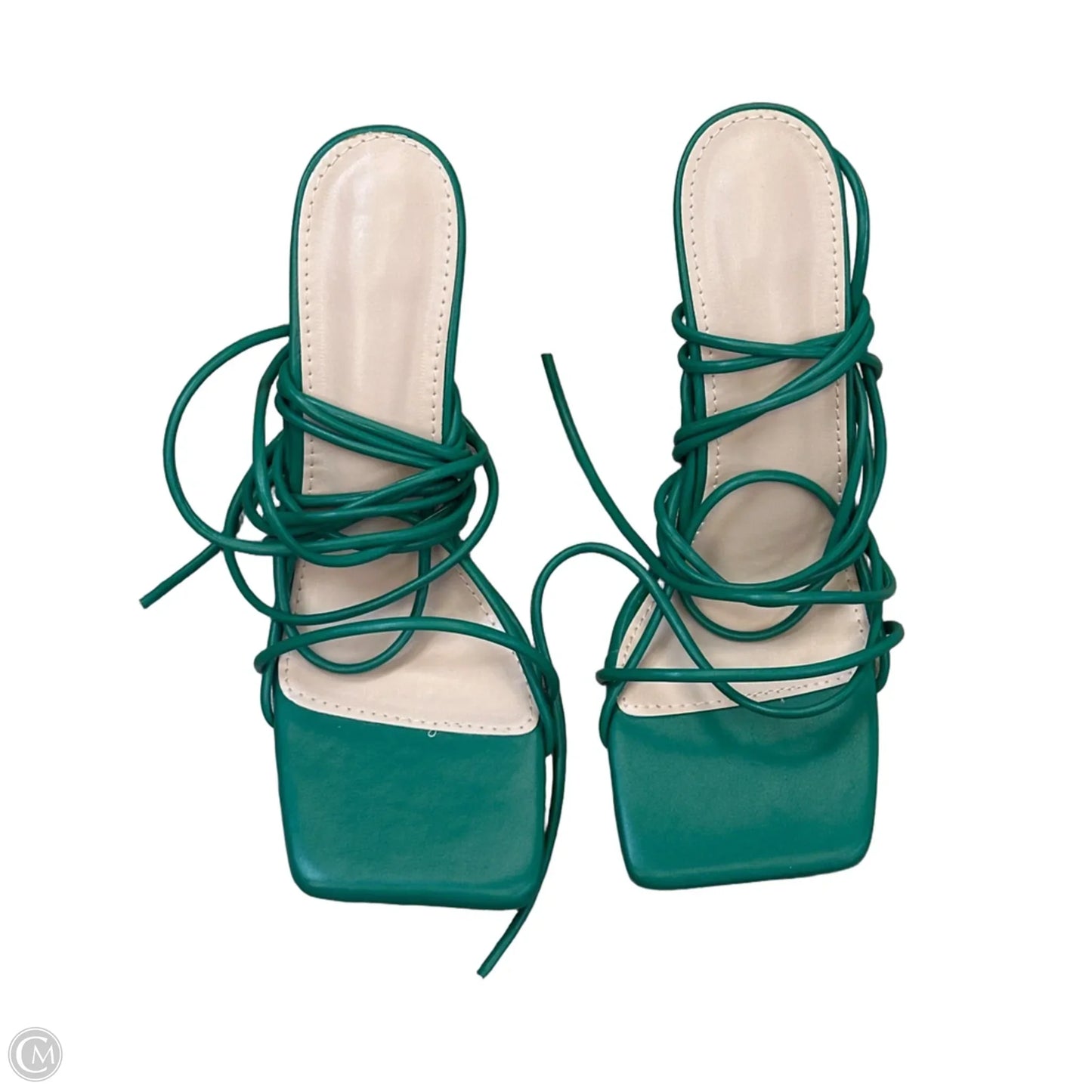 Sandals Heels Stiletto By Cmf In Green, Size: 7.5
