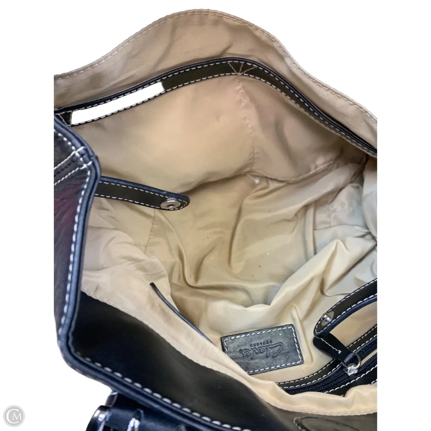 Handbag Leather By Clarks, Size: Medium