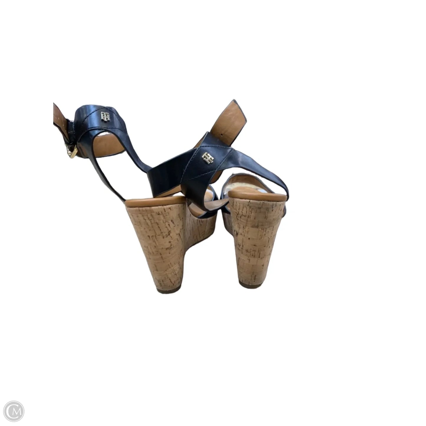 Sandals Heels Wedge By Tommy Hilfiger In Black & Tan, Size: 8.5