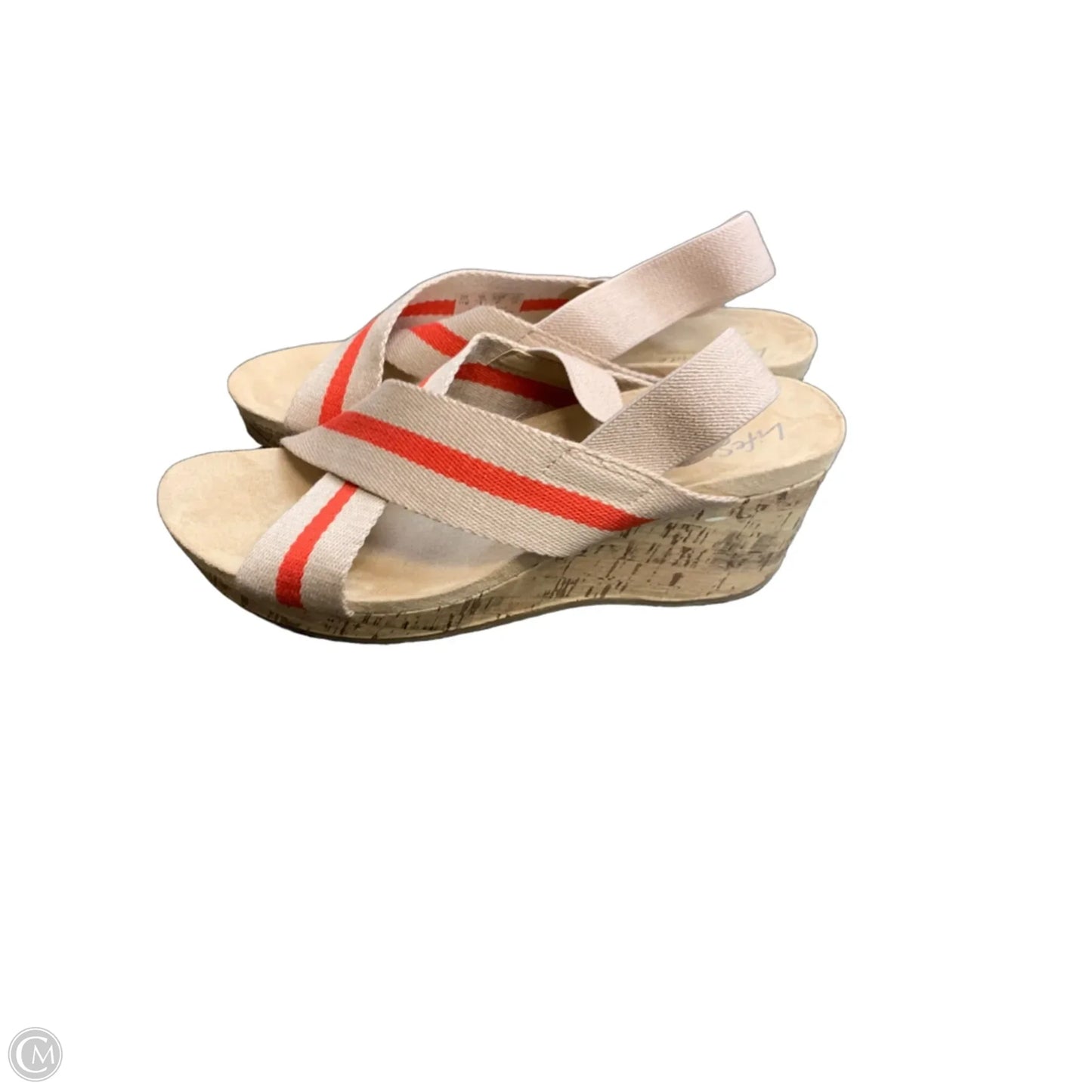 Sandals Heels Wedge By Life Stride In Red & Tan, Size: 11