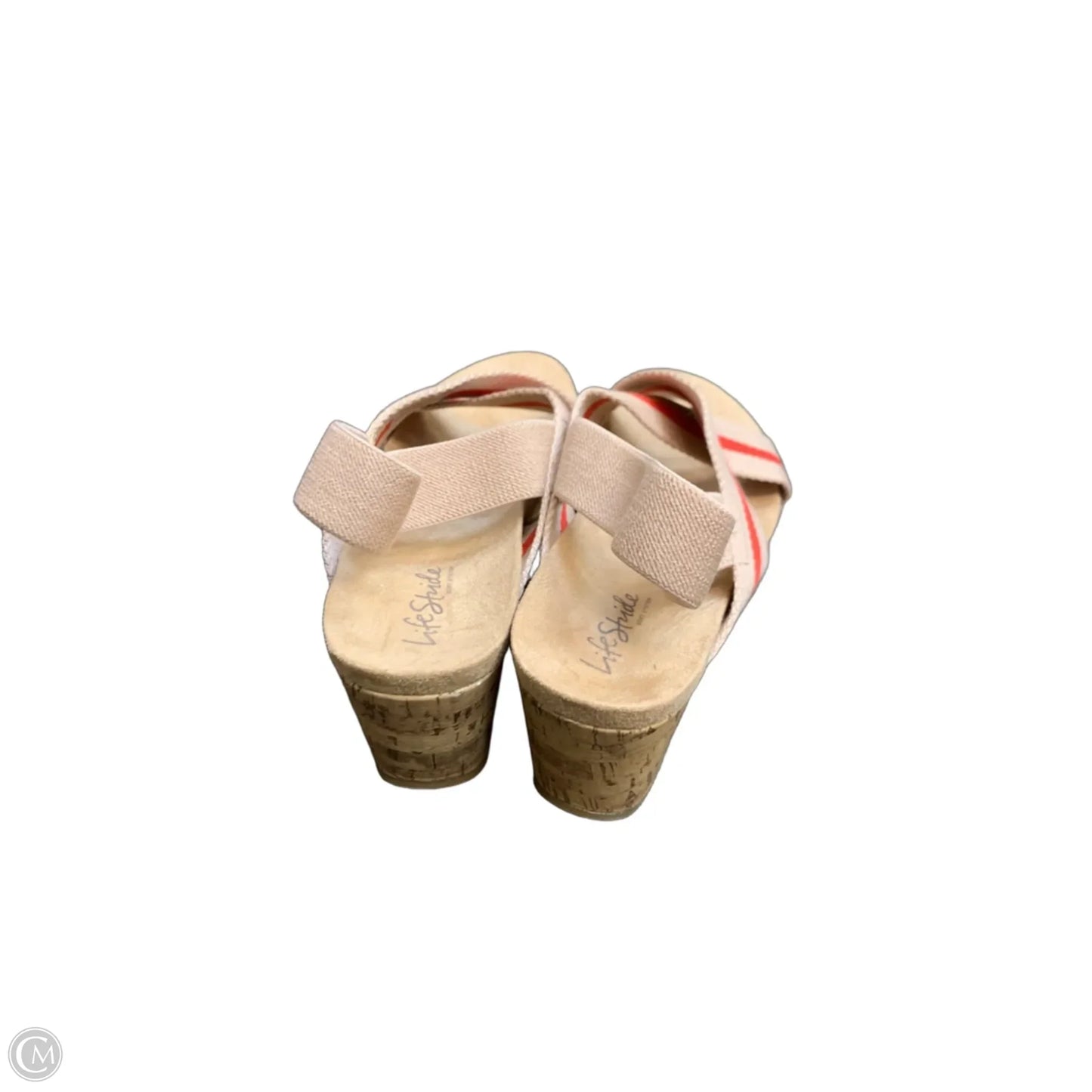 Sandals Heels Wedge By Life Stride In Red & Tan, Size: 11