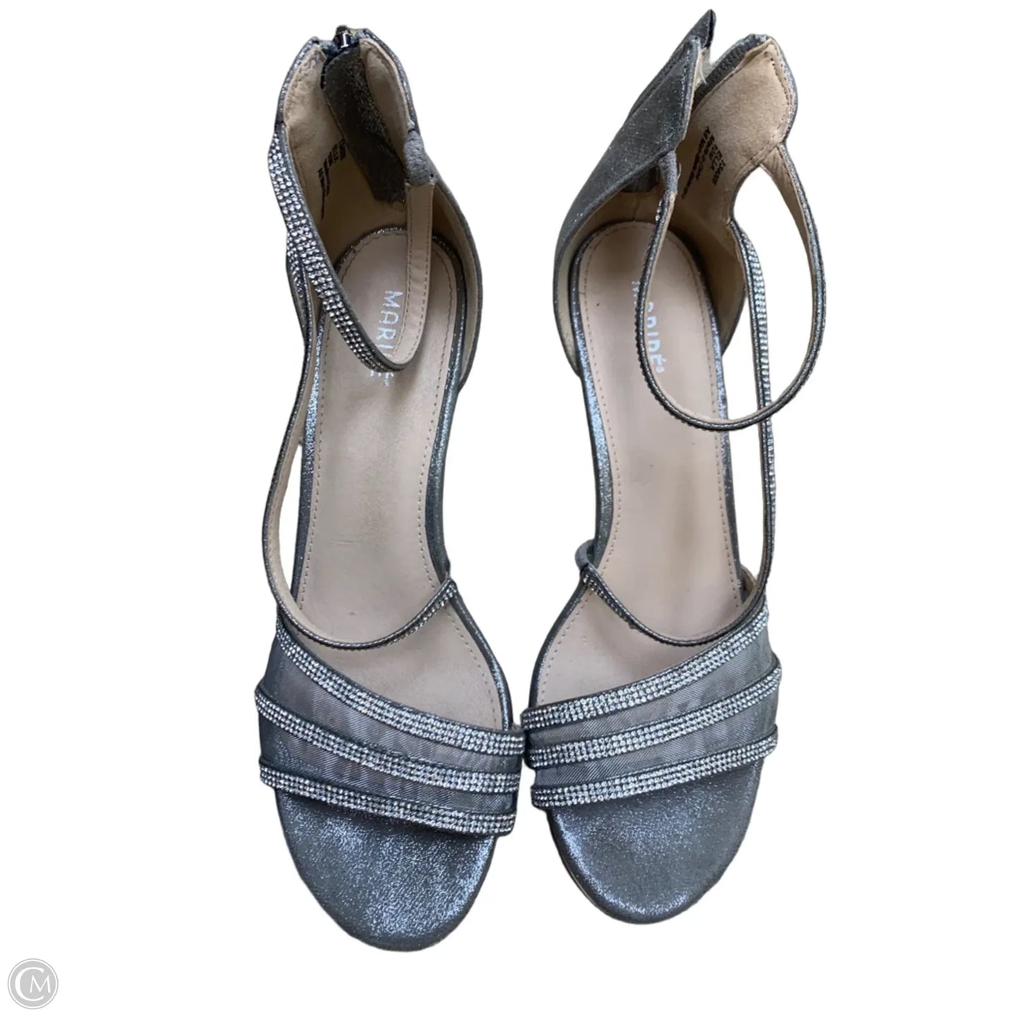 Sandals Heels Kitten By Maripe In Silver, Size: 10