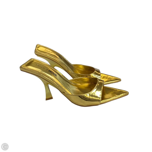 Sandals Heels Stiletto By Fashion Nova In Gold, Size: 8.5