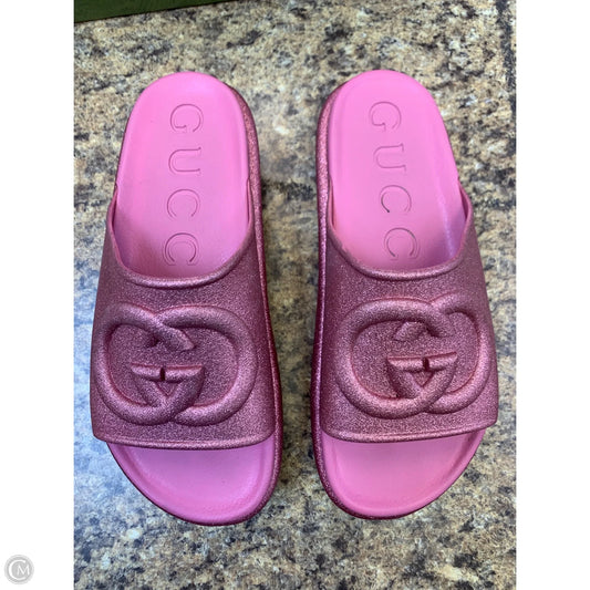Sandals Luxury Designer By Gucci In Pink, Size: 10