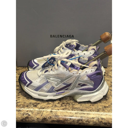 Shoes Luxury Designer By Balenciaga In Purple & Yellow, Size: 6.5