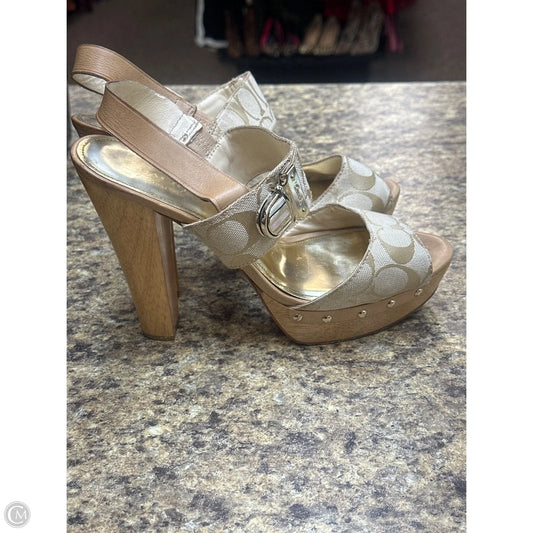 Sandals Designer By Coach In Tan, Size: 8.5