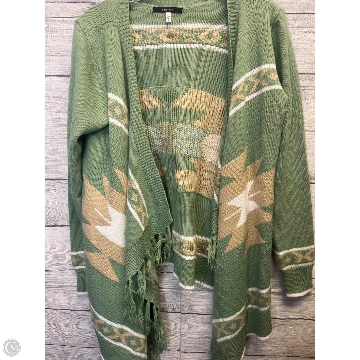 Cardigan By Forever 21 In Brown & Green, Size: S