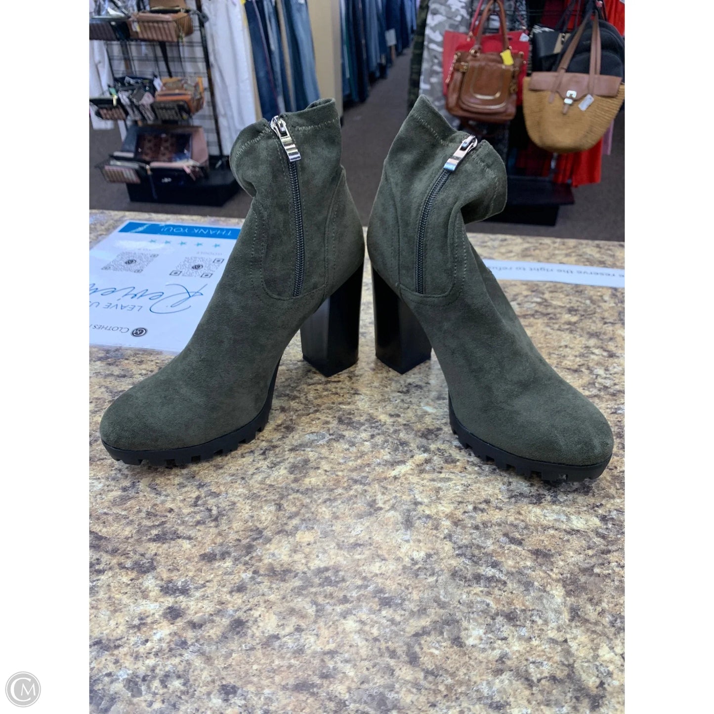 Boots Ankle Heels By Azalea Wang In Green, Size: 7.5