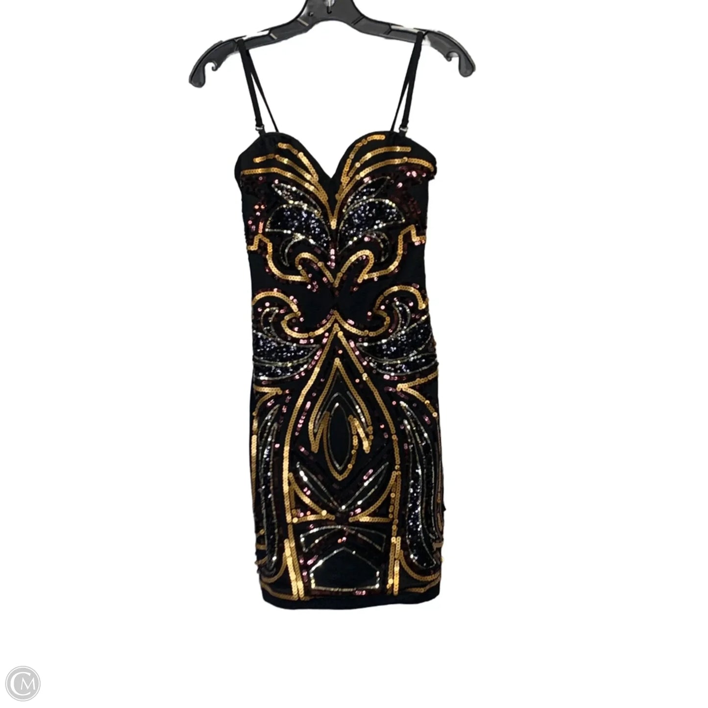 Dress Party Short By H&m In Black & Gold, Size: 6