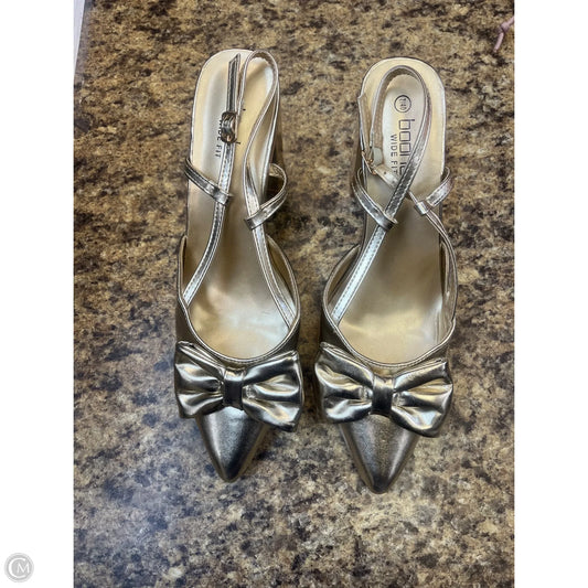 Shoes Heels Block By Boohoo Boutique In Gold, Size: 7