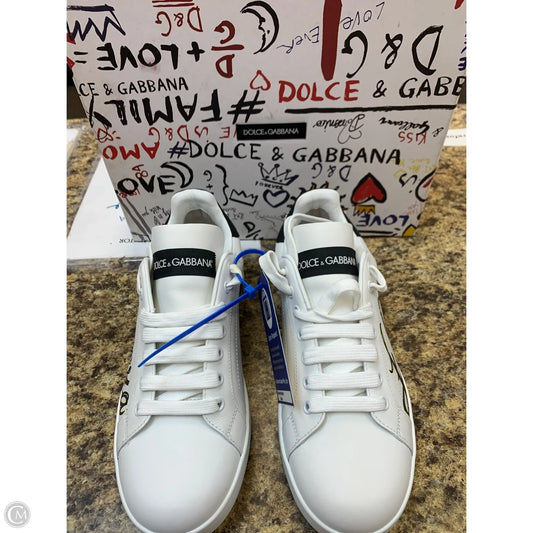 Shoes Luxury Designer By Dolce And Gabbana In Black & White, Size: 8.5