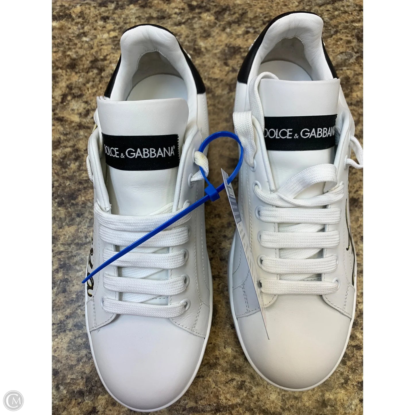 Shoes Luxury Designer By Dolce And Gabbana In Black & White, Size: 8.5