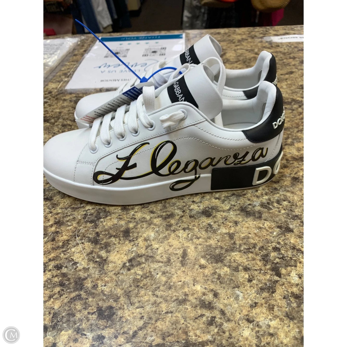 Shoes Luxury Designer By Dolce And Gabbana In Black & White, Size: 8.5
