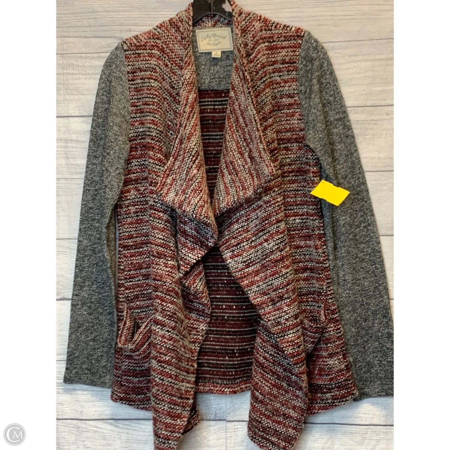 Cardigan By Lucky Brand In Grey & Red, Size: S