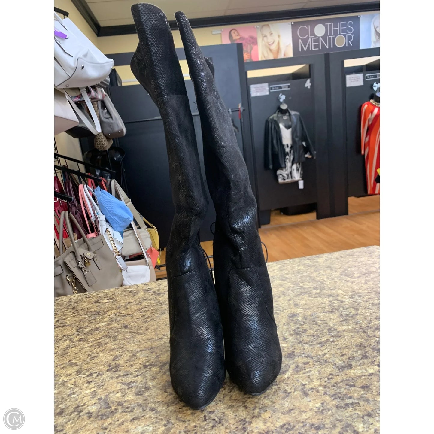 Boots Knee Heels By Ashley Stewart In Black, Size: 8