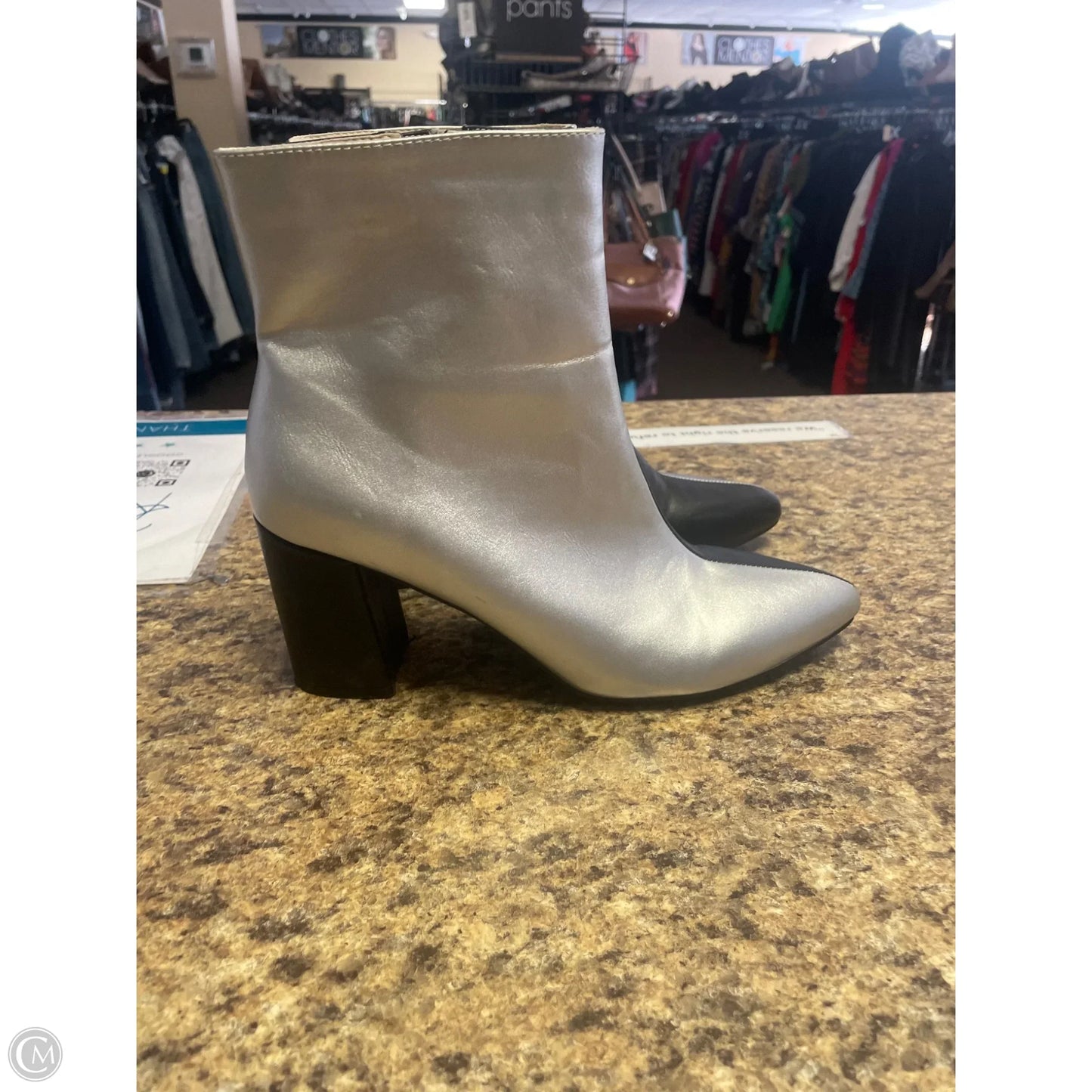 Boots Ankle Heels By Nasty Gal In Black & Silver, Size: 7