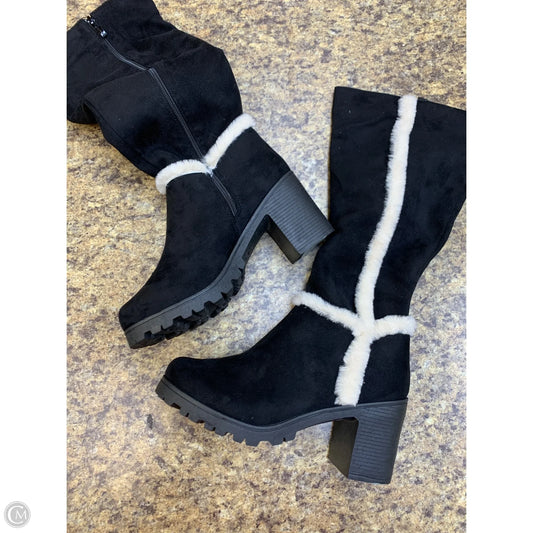 Boots Mid-calf Heels By Cmf In Black & Cream, Size: 9
