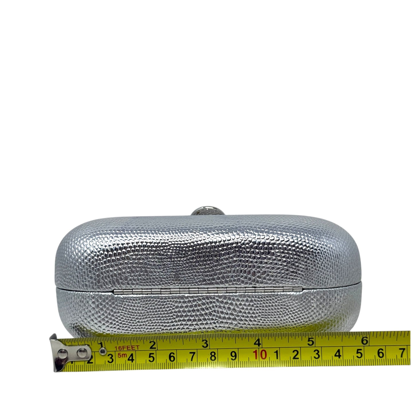 Tiny Rhinestone Embellished Evening Bag In Metallic Silver