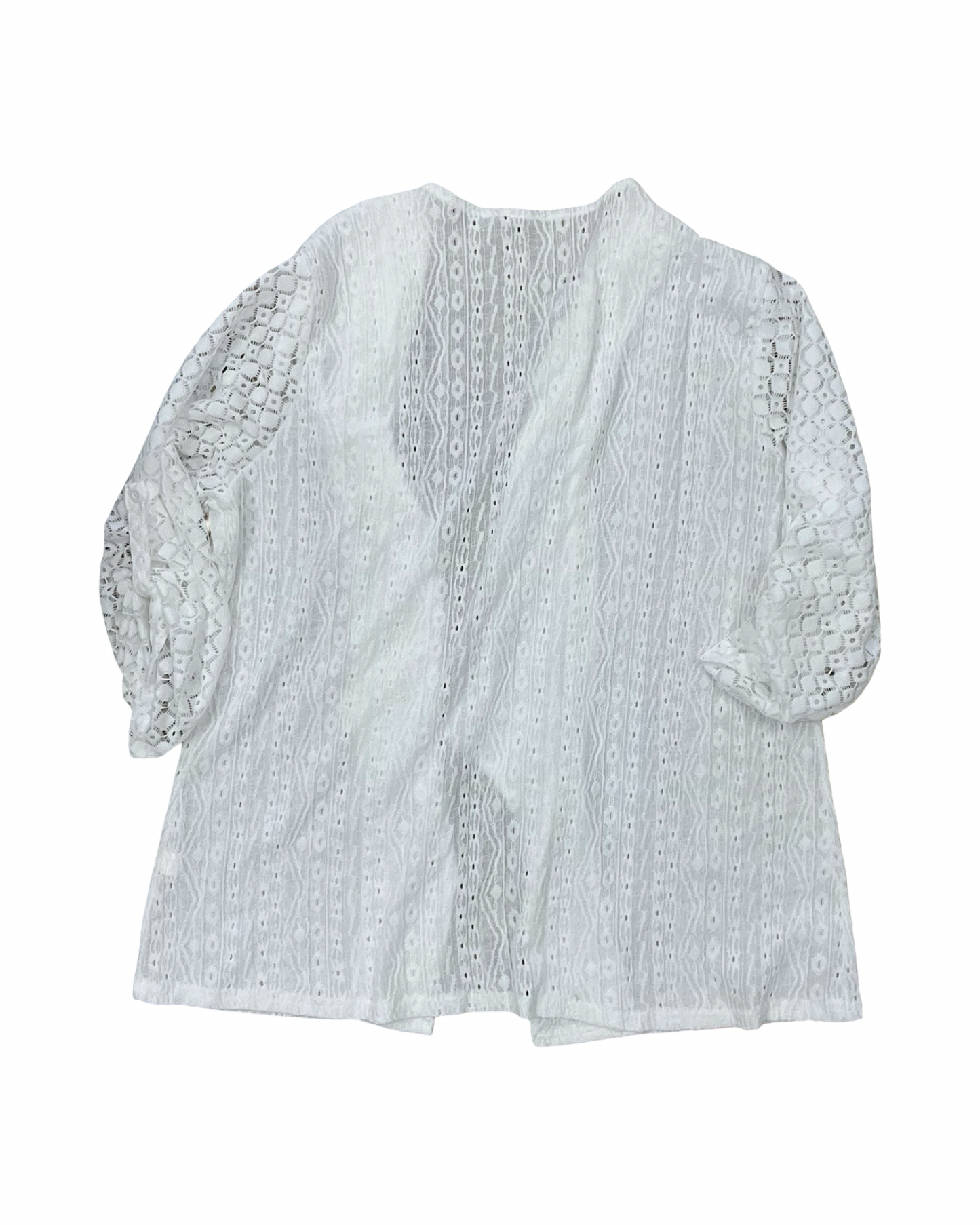 Cardigan By Clothes Mentor In White, Size:1X