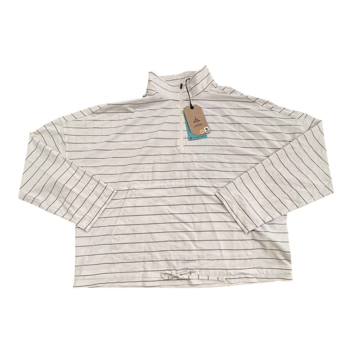 Athletic Top Ls Collar By Prana In Striped Pattern, Size:L