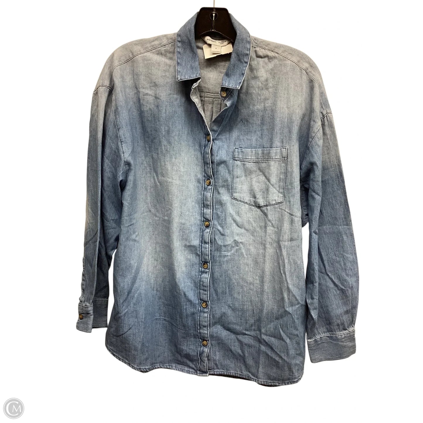 Top Long Sleeve By Old Navy In Blue Denim, Size: S