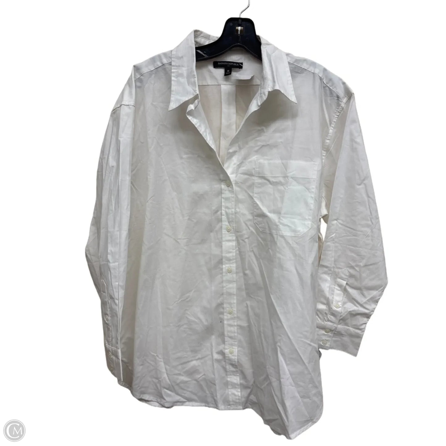 Top Long Sleeve By Banana Republic In White, Size: M