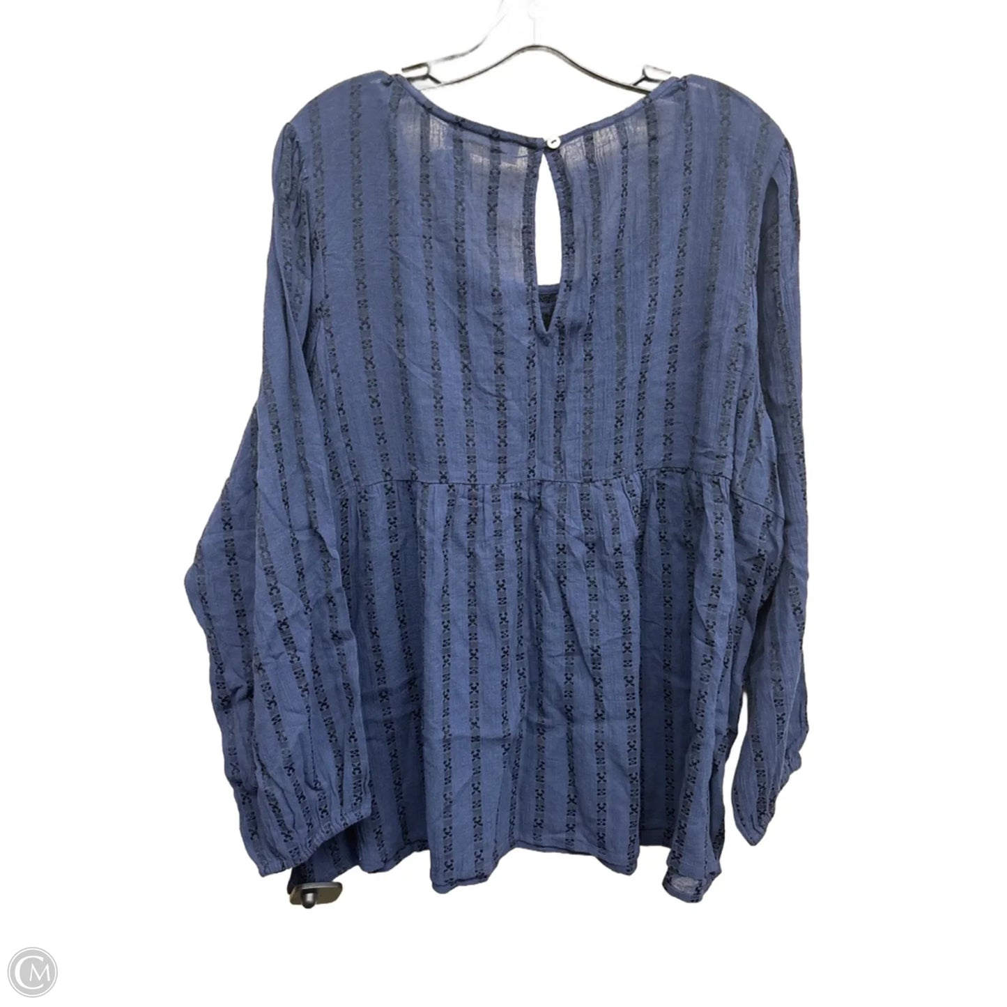 Top Long Sleeve By Lucky Brand In Black & Blue, Size: Xxl