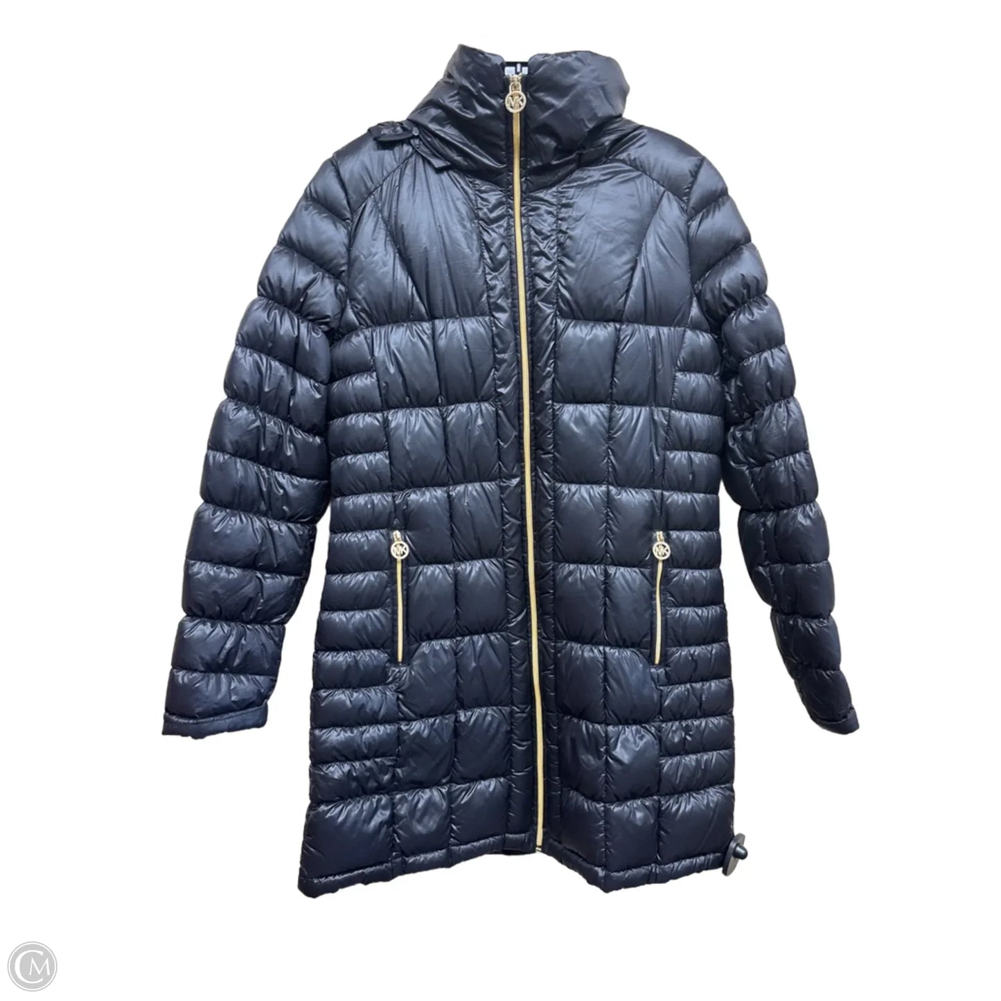 Coat Puffer & Quilted By Michael By Michael Kors In Black & Gold, Size: M