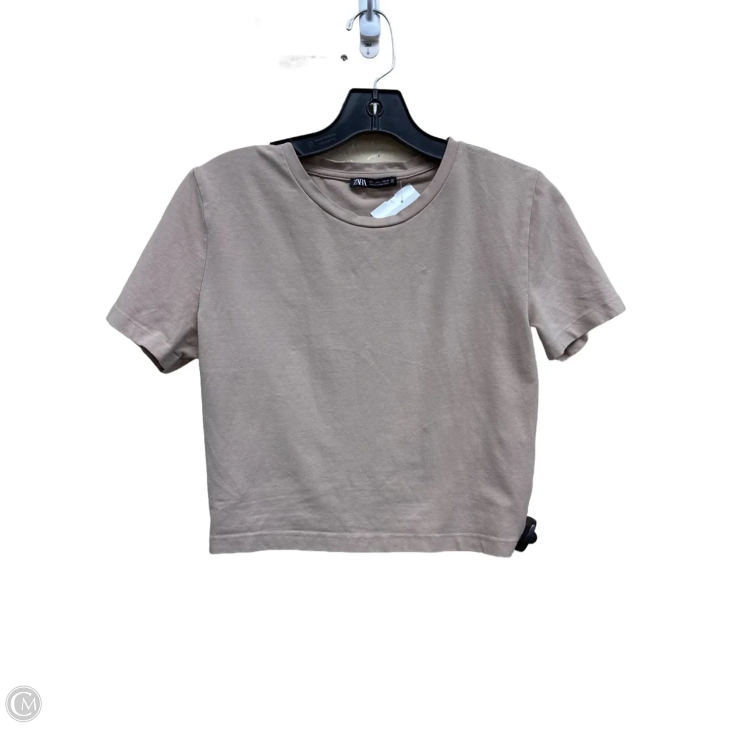 Top Short Sleeve By Zara In Tan, Size: L