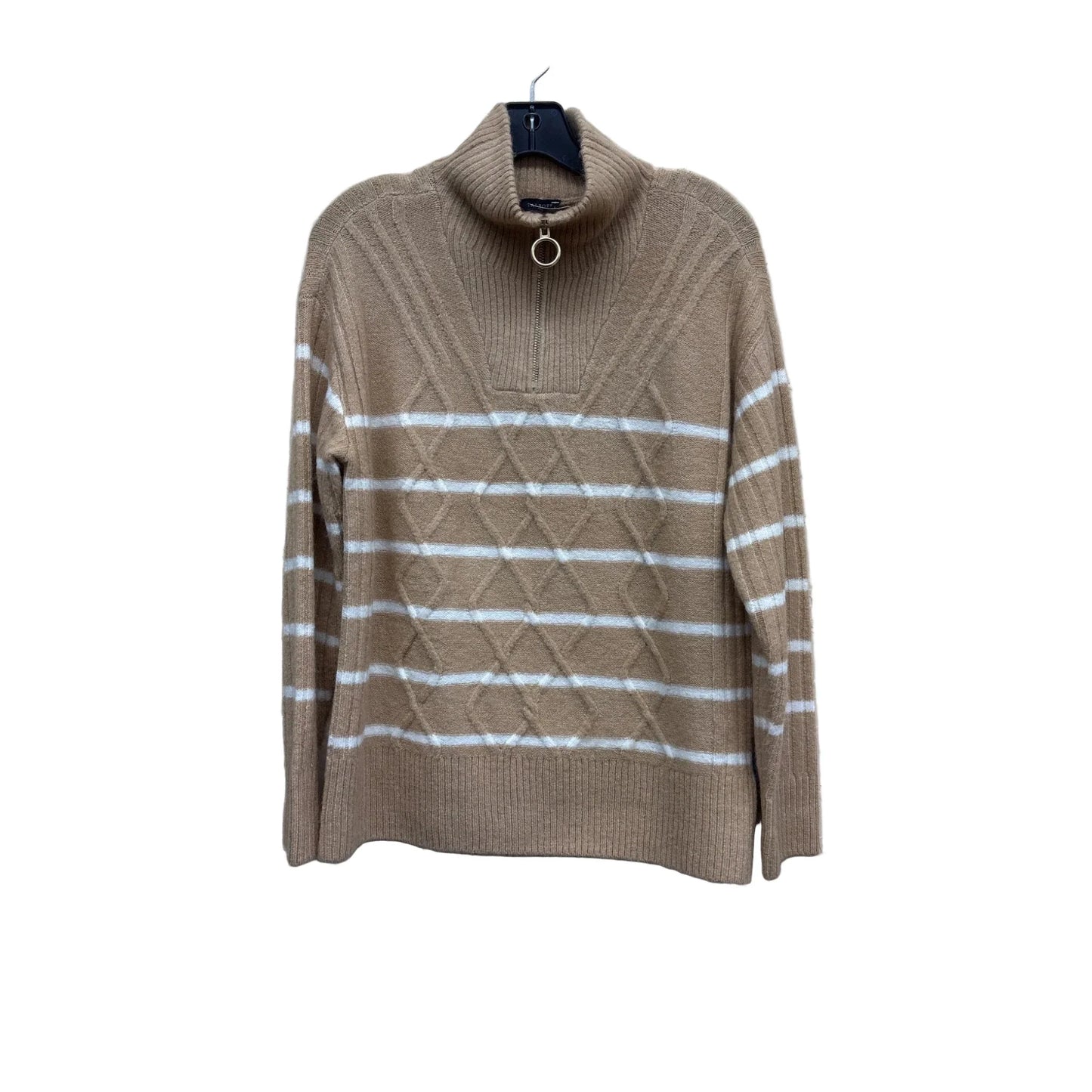 Sweater By Talbots In Tan & White, Size: S