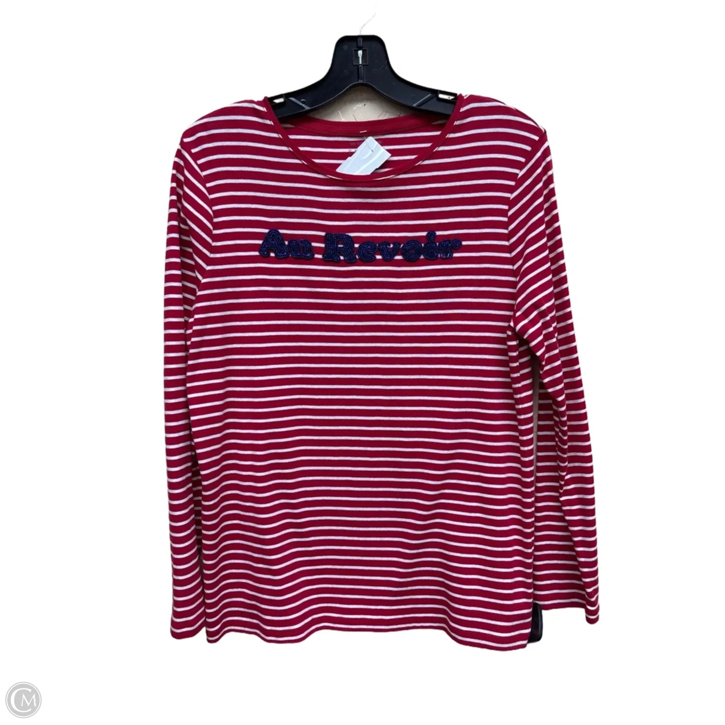 Top Long Sleeve By Talbots In Red & White, Size: L