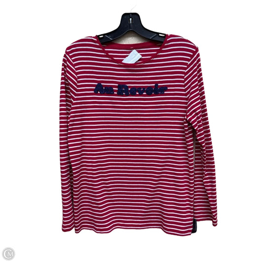 Top Long Sleeve By Talbots In Red & White, Size: L