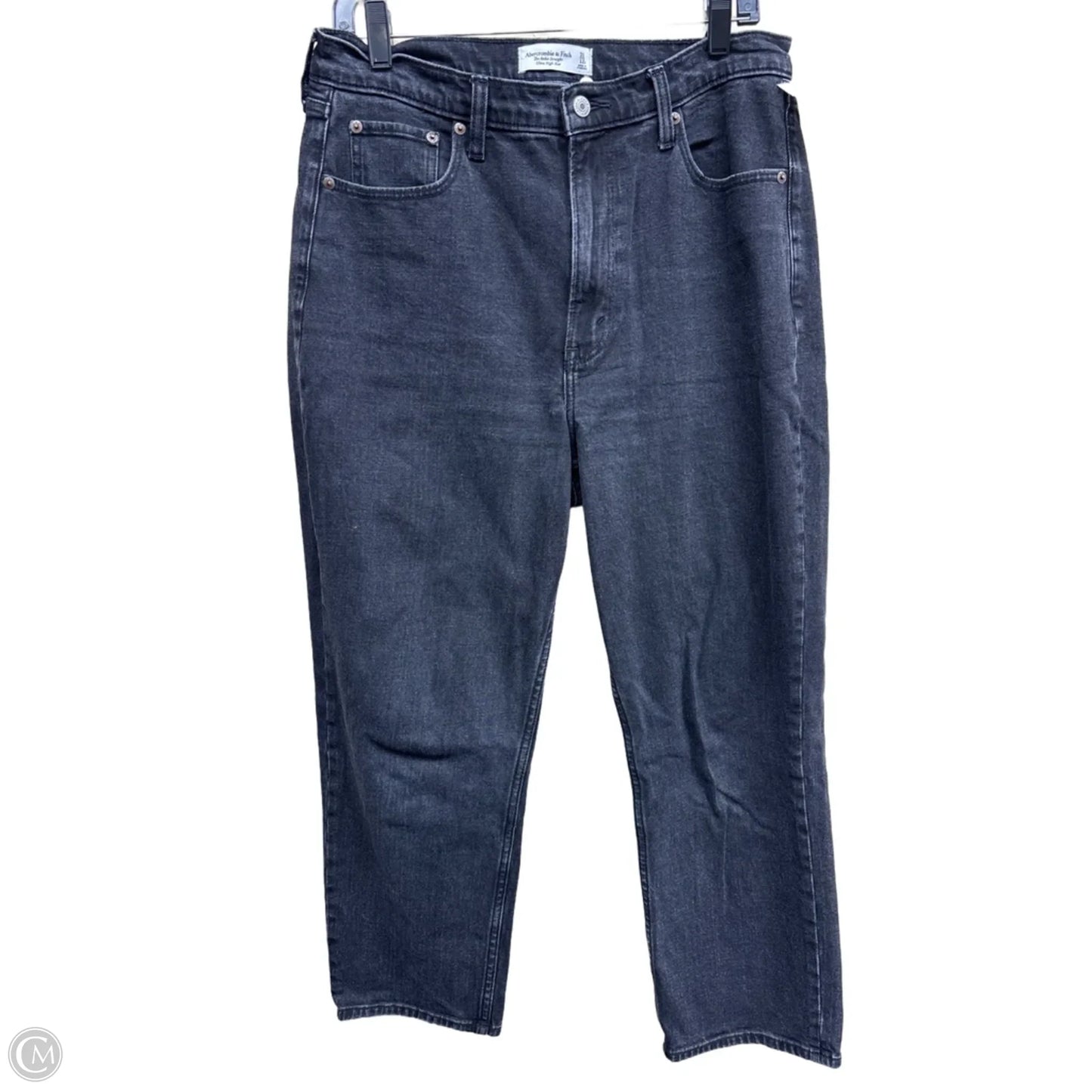 Jeans Straight By Abercrombie And Fitch In Black Denim, Size: 12