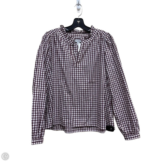Top Long Sleeve By Ann Taylor In Plaid Pattern, Size: S