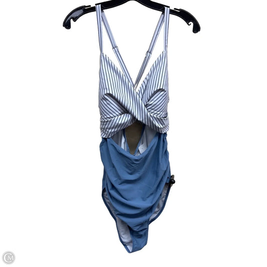 Swimsuit By Clothes Mentor In Blue & White, Size: L