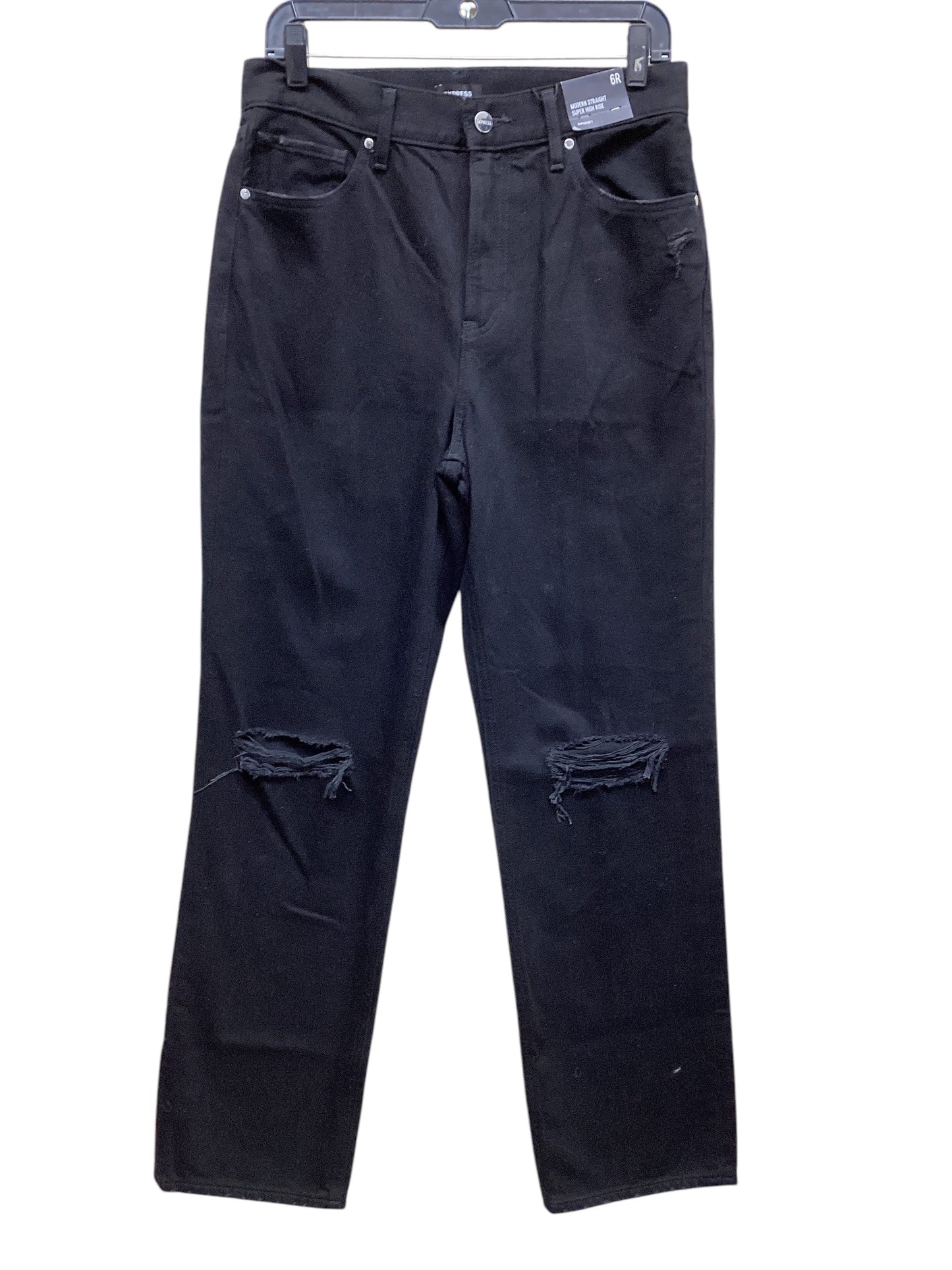 Jeans Straight By Express In Black Denim, Size: 6