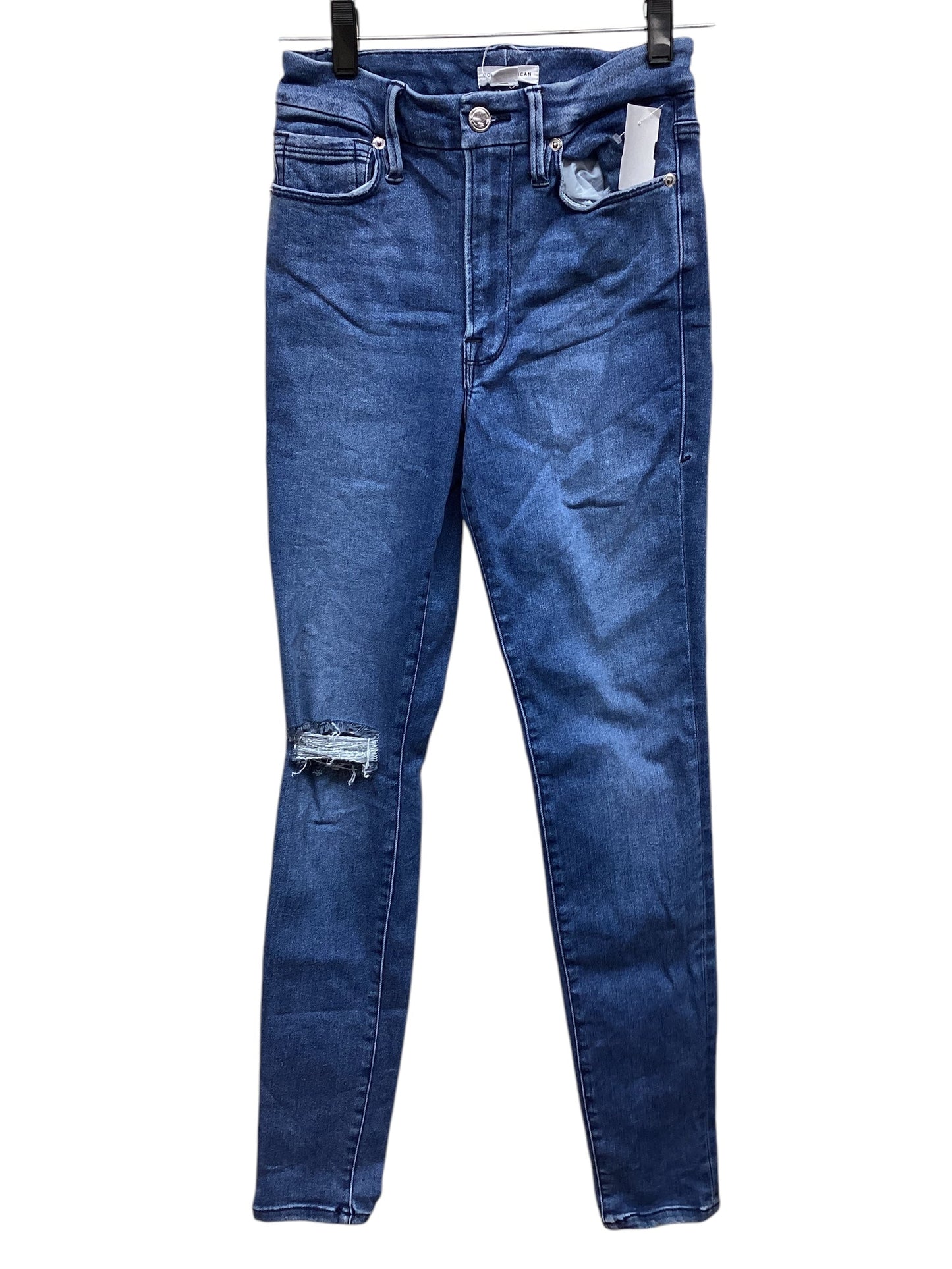 Jeans Skinny By Good American In Blue Denim, Size: 0
