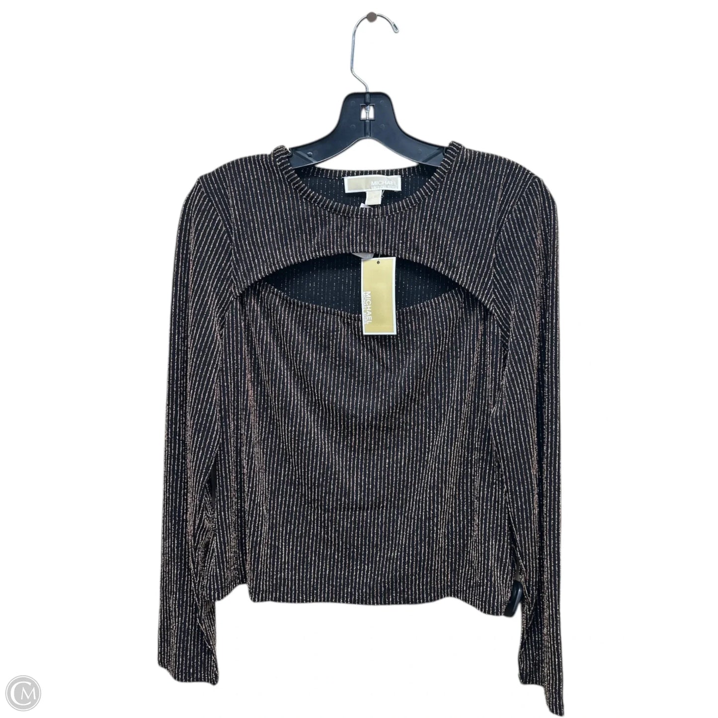 Top Long Sleeve By Michael By Michael Kors In Black & Gold, Size: L