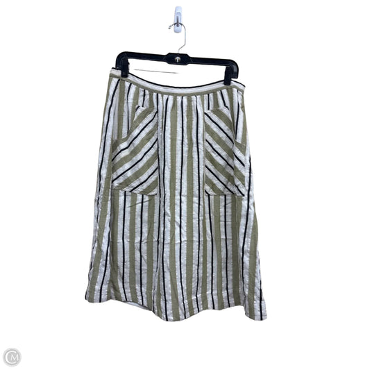 Skirt Midi By Anthropologie In Green & White, Size: L