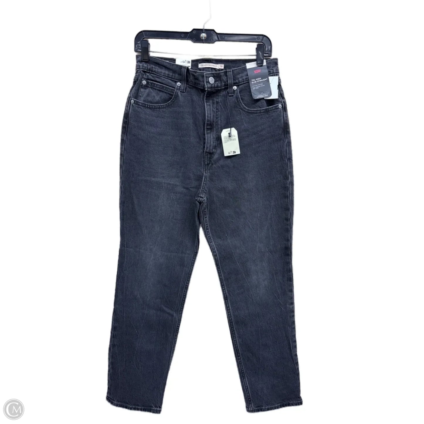 Jeans Straight By Levis In Black Denim, Size: 8
