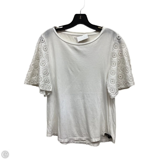Top Short Sleeve By Loft In White, Size: M