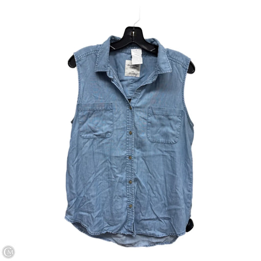 Top Sleeveless By American Eagle In Blue Denim, Size: L