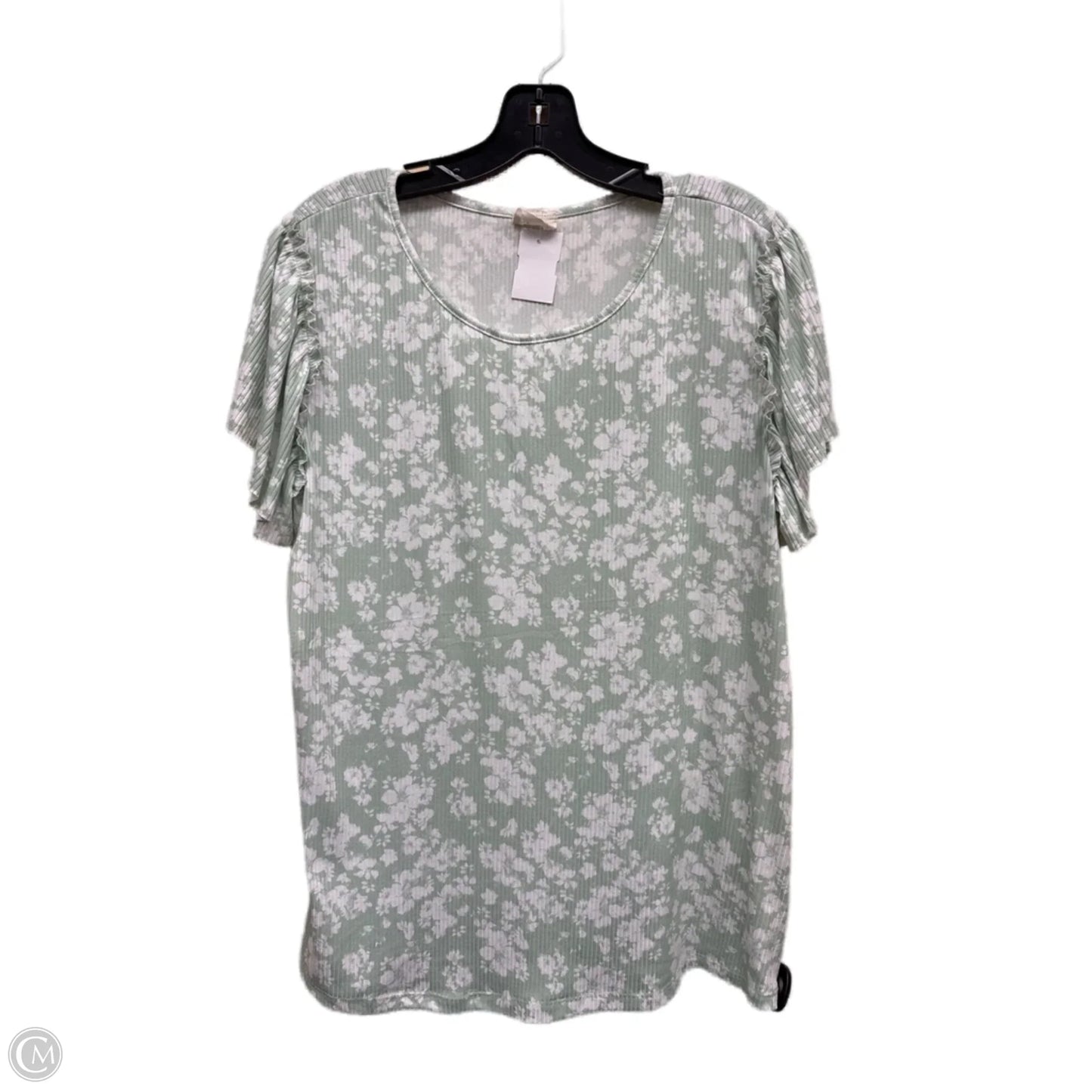 Top Short Sleeve By Lovely Melody In Green & White, Size: Xl