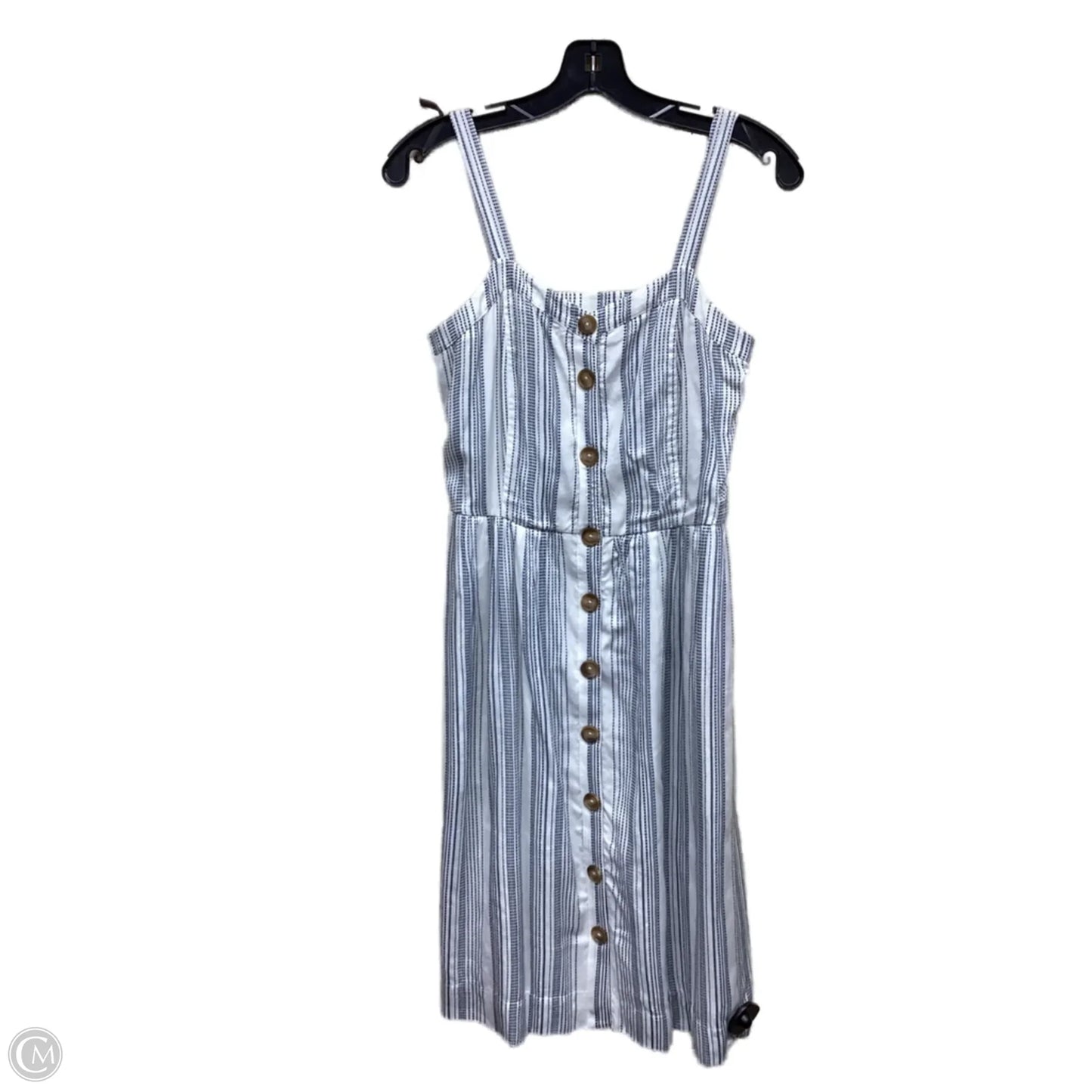 Dress Casual Midi By Loft In Blue & White, Size: 0