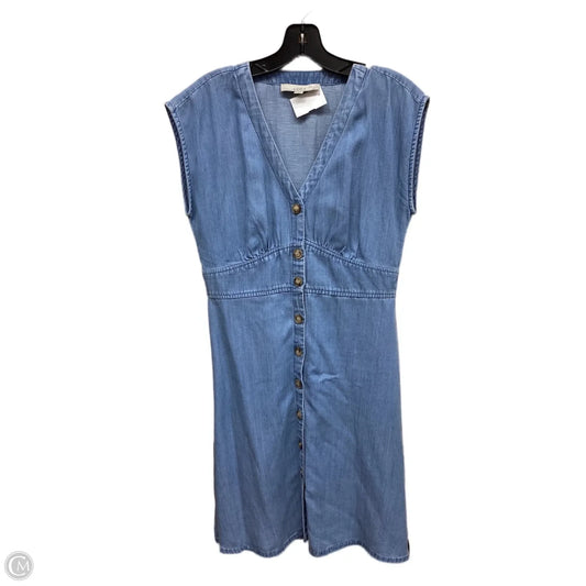 Dress Casual Midi By Loft In Blue Denim, Size: 2