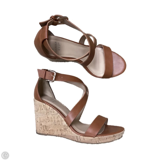 Sandals Heels Wedge By A New Day In Brown & Tan, Size: 9