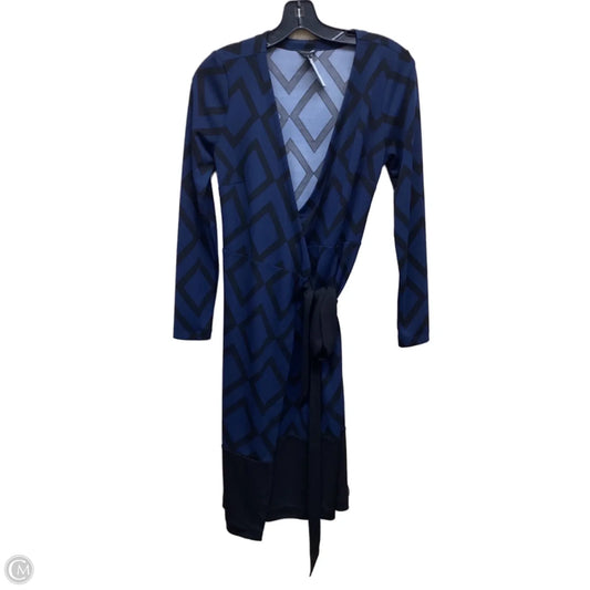 Dress Casual Midi By Ann Taylor In Black & Blue, Size: 4p